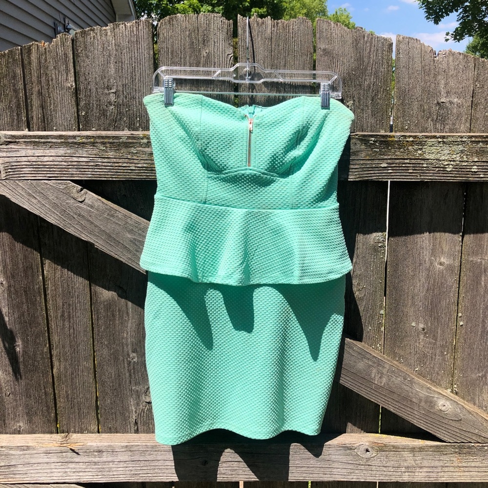 2B by Bebe Mint Mini Peplum Dress